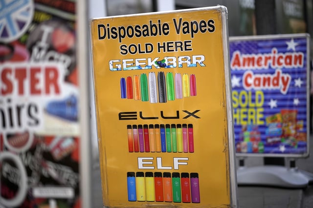 Disposable vapes are seen on sale in the UK ahead of the nationwide ban.
