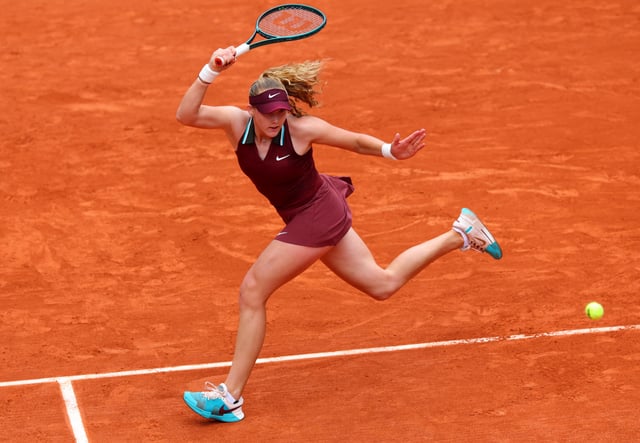 Tennis - French Open - Roland Garros, Paris, France - May 31, 2025 Russia's Mirra Andreeva in action during her third round match against Kazakhstan's Yulia Putintseva REUTERS/Denis Balibouse