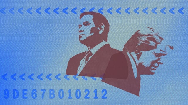 Photo illustration: Brendan Lynch/Axios. Photos: Anna Moneymaker and Win McNamee/Getty Images