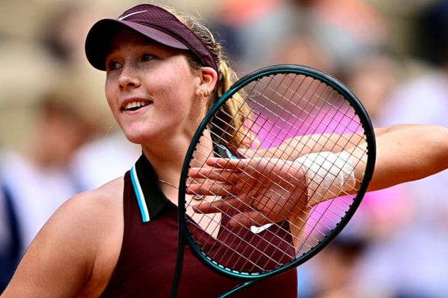 Mirra Andreeva après sa victoire contre Yulia Putintseva au troisième tour de Roland-Garros, le 31 mai 2025 à Paris