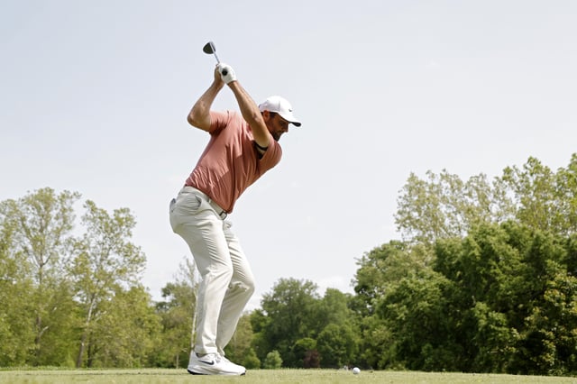 DUBLIN, OHIO - MAY 31: Scottie Scheffler of the United States plays a shot from the third tee during the third round of the Memorial Tournament presented by Workday 2025 at Muirfield Village Golf Club on May 31, 2025 in Dublin, Ohio.