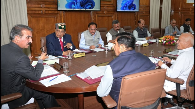 Chief minister Sukhvinder Singh Sukhu chairs a cabinet meeting on Saturday. (HT photo)