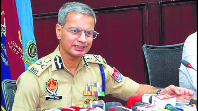 Punjab DGP Gaurav Yadav addressing the media. (HT Photo)