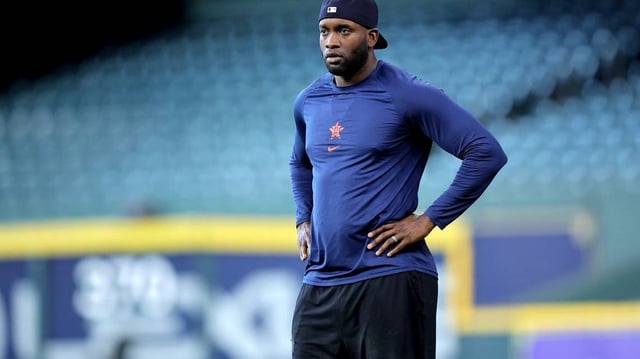 May 9, 2025; Houston, Texas, USA; Houston Astros designated hitter Yordan Alvarez (44) prior to the game against the Cincinnati Reds at Daikin Park. Mandatory Credit: Erik Williams-Imagn Images