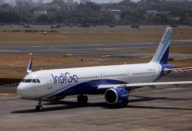 An IndiGo airlines passenger aircraft taxis on the tarmac at Chhatrapati Shivaji International airport in Mumbai, India, May 29, 2023. REUTERS/Francis Mascarenhas/File Photo