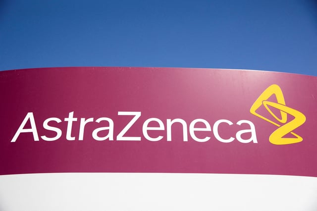 The logo for AstraZeneca is seen outside its North America headquarters in Wilmington, Delaware, U.S., March 22, 2021.  REUTERS/Rachel Wisniewski/File Photo