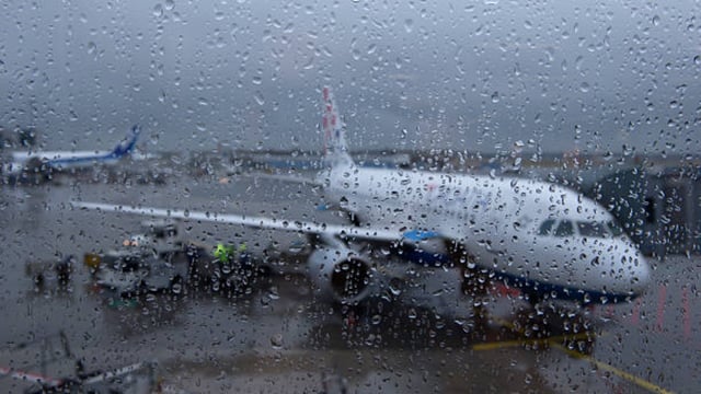 Airport in rain 