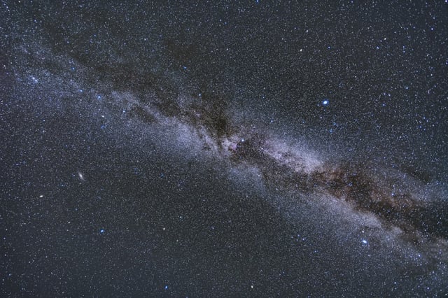 The summer triangle stars, at center and right, are a harbinger of warmer weather.