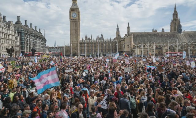 Over 25,000 people attended the trans rights protest in London in April. (Getty)