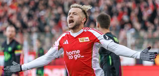 Union Berlins Benedict Hollerbach jubelt künftig im Trikot des 1. FSV Mainz 05