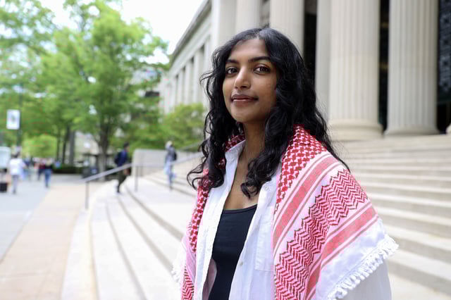 Cambridge, MA - August 4: Megha Vemuri, MIT's 2025 class president, will deliver a speech at the commencement ceremony. Regarding students protesting the war in Gaza, she wants people to know that "it's not just some fringe extremists or a bunch of random kids radicalized, but an entire generation calling out these violations."
