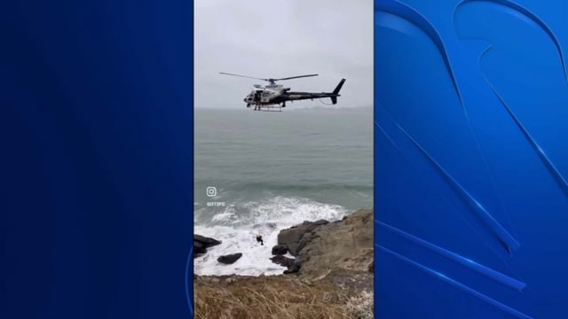 A hiker on San Francisco’s Battery Crosby Trail was rescued in a joint helicopter operation on Sunday after falling over a cliff and suffering minor injuries.  (Courtesy: San Francisco Fire Department)