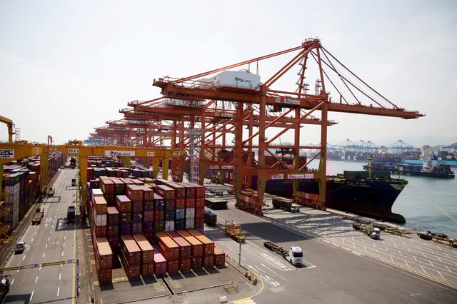 A general view shows Pusan Newport Terminal in Busan, South Korea, July 1, 2021.  REUTERS/Kim Hong-Ji/File Photo