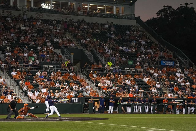 UTSA outfielder Mason Lytle (3) swings at a pitch during the NCAA D1 Baseball Tournament Regional against the Texas Longhorns at UFCU Disch-Falk Field on Sunday, June 1, 2025 in Austin, Texas.