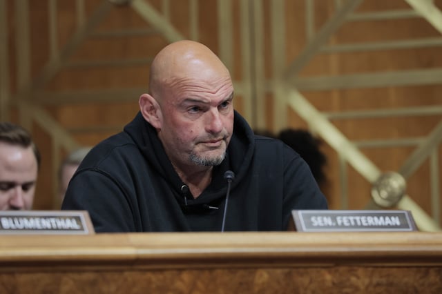 Senator John Fetterman (D-PA) speaks during a hearing with the Senate Committee on Homeland Security and Governmental Affairs on Capitol Hill on May 20, 2025 in Washington, DC.