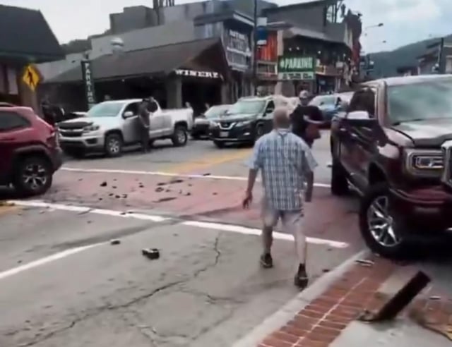 A view of the crash scene in downtown Gatlinburg, Tennessee, on June 1, 2025.