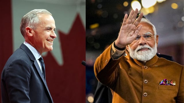 Canadian PM Carney and PM Modi. PTI 