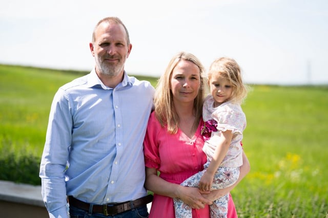Sarah and Jack Hawkins, with their daughter Lottie. Their daughter Harriet died during childbirth in 2016 due to failings within Nottingham University Hospitals NHS Trust.   (Photo: Jacob King/PA Wire)
