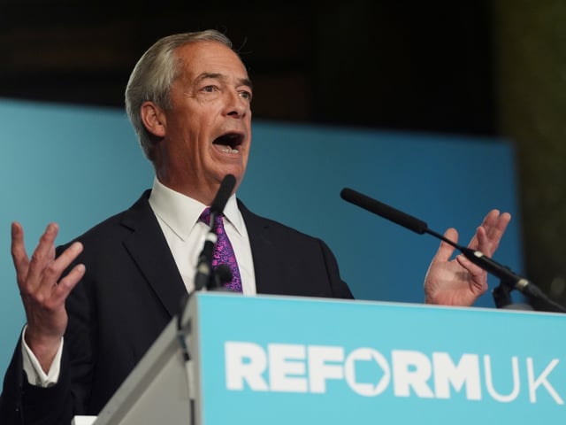Reform UK leader Nigel Farage speaks during a press conference in Westminster, London. Picture date: Tuesday May 27, 2025. (Photo by Ben Whitley/PA Images via Getty Images)