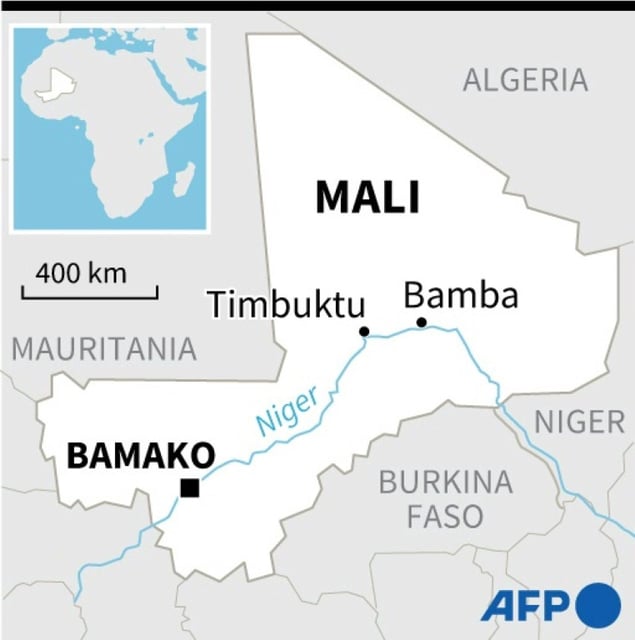 Map of Mali locating the city of Timbuktu