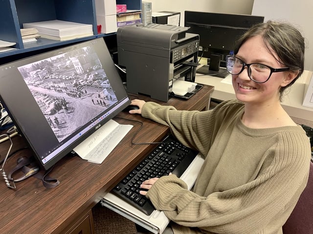  W.C. Miller Collegiate Grade 12 student Alyssa Ewankevich has loved her internship experience at the Altona & District Heritage Research Centre. (Photo by Lori Penner)