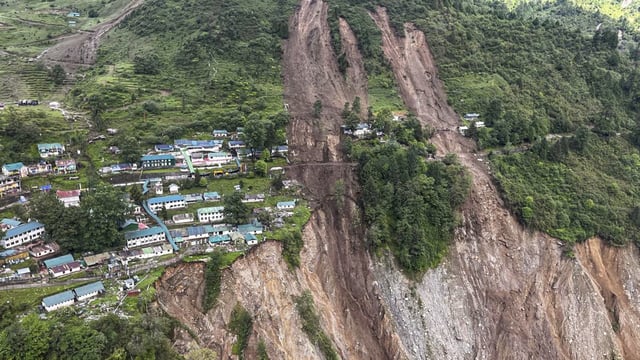 The site after a landslide hit a military camp at Chhaten in Sikkim. At least three army personnel died in the mishap. 