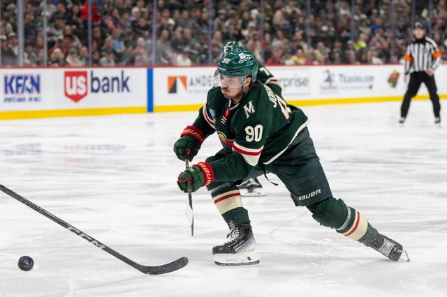 Apr 6, 2025; Saint Paul, Minnesota, USA; Minnesota Wild left wing Marcus Johansson (90)shoots against Dallas Stars defenseman Cody Ceci (44) in the second period at Xcel Energy Center. Mandatory Credit: Matt Blewett-Imagn Images/File Photo