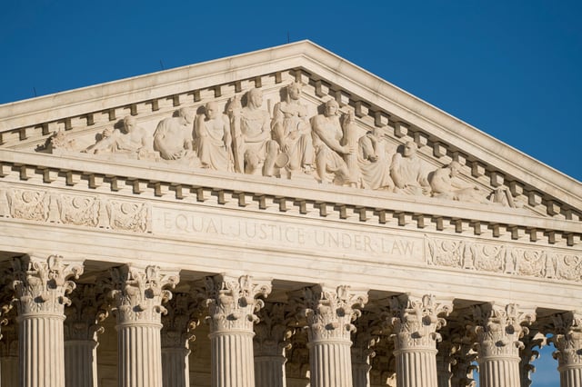 The facade of the Supreme Court building in Washington.