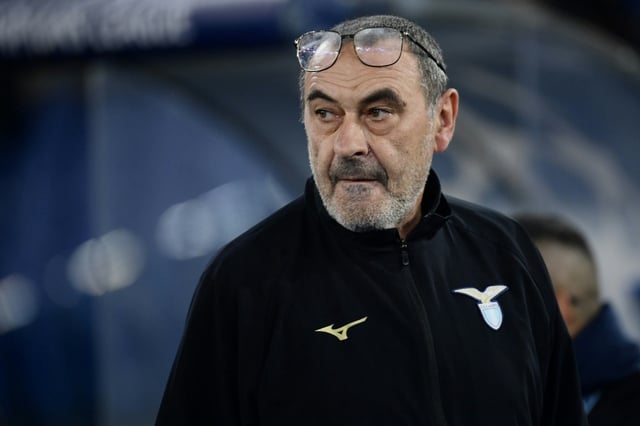 Maurizio Sarri watching his Lazio team going out of the 2024 Champions League against Bayern Munich