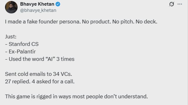Indian-Origin Graduate's Shocking Confession Exposes Startup Funding Culture | Image: X/@bhavye_khetan