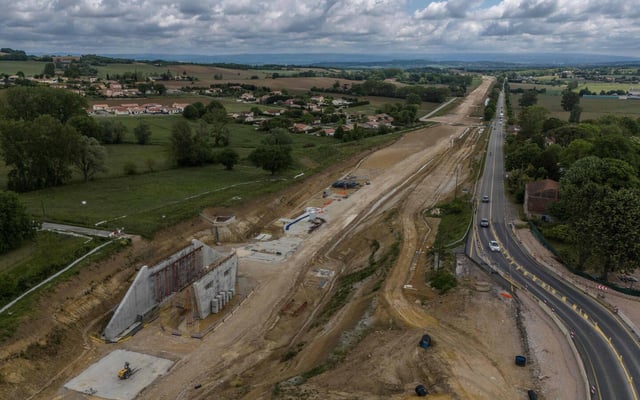 Le chantier arrêté de l'A69, le 7 mai, près de Saint-Germain-des-Prés, dans le Tarn.