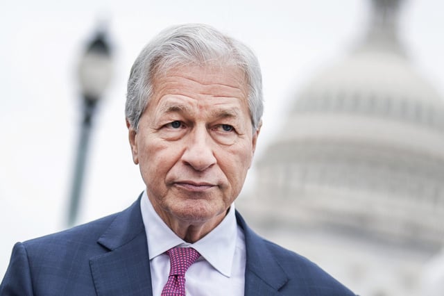 Jamie Dimon, seen here leaving the U.S. Capitol in March, has been sounding the alarm on government spending.