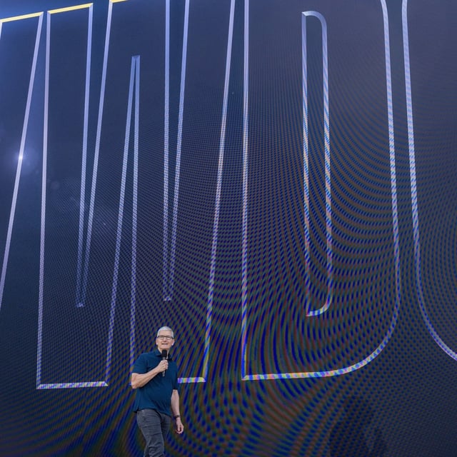 Apple CEO Tim Cook speaks during the Worldwide Developers Conference at Apple Park