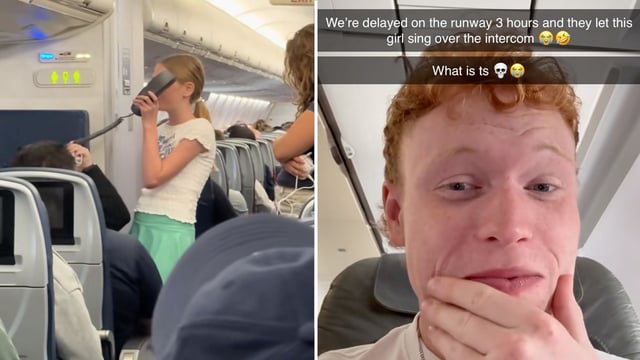 Girl Singing "Moana" on Delayed Plane