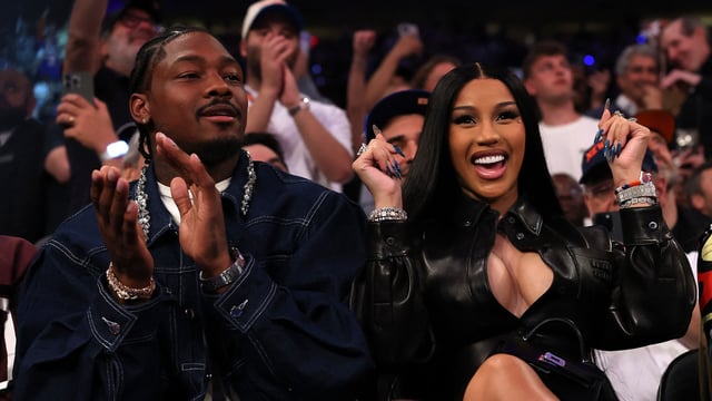 NFL Player Stefon Diggs and rapper Cardi B at Madison Square Garden on May 12, 2025