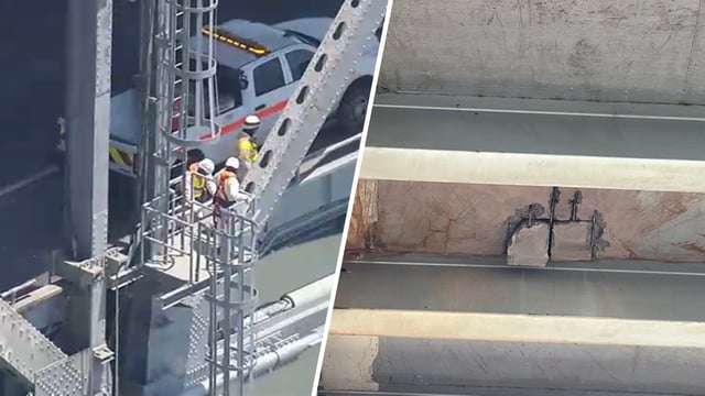Crews make emergency repairs on the Richmond-San Rafael Bridge. (June 2, 2025)