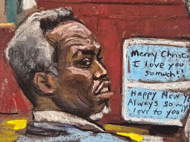 Sean "Diddy" Combs listens as his defense lawyer Brian Steel questions witness "Mia" as she testifies in Combs' sex trafficking trial in New York City, New York, U.S., June 2, 2025 in this courtroom sketch. REUTERS/Jane Rosenberg