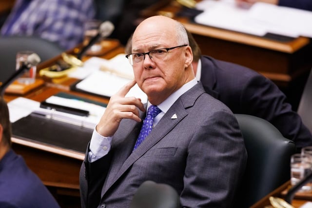 Ontario Municipal Affairs and Housing Minister Rob Flack attends Question Period at Queen's Park in Toronto, Tuesday, May 13, 2025. 