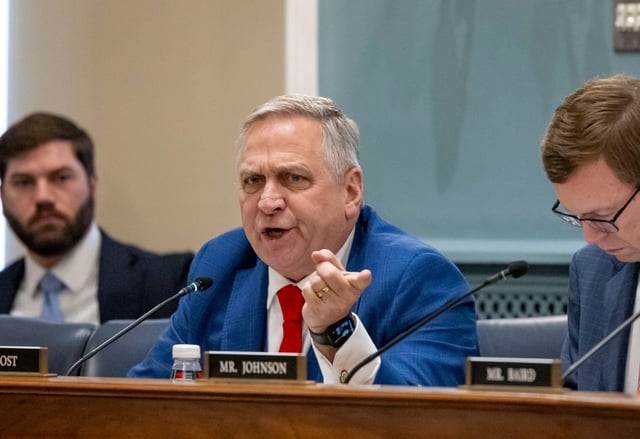 U.S. Rep. Mike Bost speaks during a hearing of the House Agriculture Committee about the impact of economic policies on farm country on Feb. 11, 2025, on Capitol Hill in Washington. Bost is challenging Illinois&#39; post-Electiion Day ballot-counting law in court.   (Brian Cassella/Chicago Tribune)