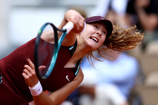 Tennis - French Open - Roland Garros, Paris, France - June 2, 2025 Russia's Mirra Andreeva in action during her fourth round match against Australia's Daria Kasatkina REUTERS/Lisi Niesner