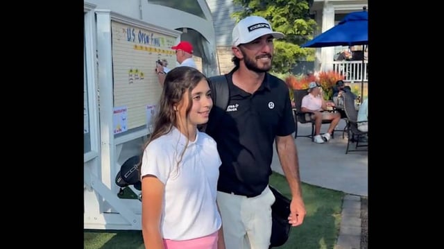 Max Homa takes photos with fans at U.S. Open qualifiers.