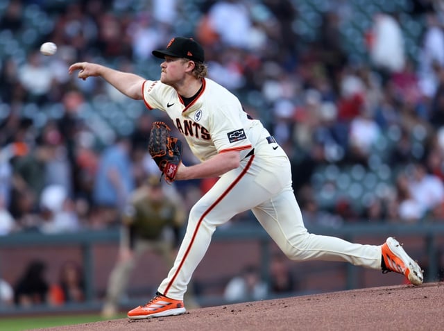 San Francisco Giants starting pitcher Logan Webb #62 throws against the San Diego Padres in the first inning of their MLB game at Oracle Park in San Francisco, Calif., on Monday, June 2, 2025. (Jane Tyska/Bay Area News Group)