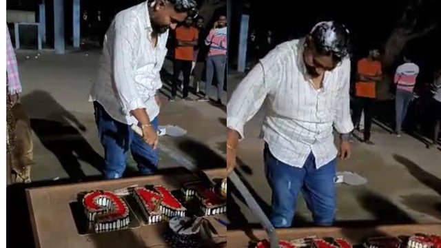 Youth Celebrates Birthday by Cutting Cake with a Sword in Karnataka's Chikkaballapur