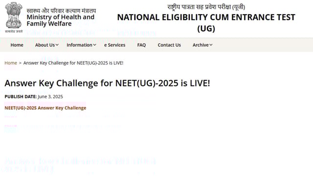 NEET UG Answer Key 2025 is out at neet.nta.nic.in, Candidates can download via the direct link given here.
