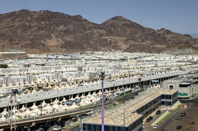Le village de tentes de Mina qui accueille près de La Mecque les fidèles affluant pour le grand pèlerinage musulman du hajj, le 1er juin 2025