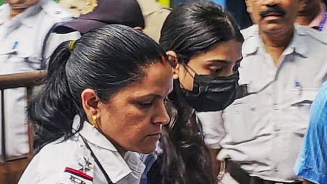 Social media influencer Sharmishta Panoli, who was arrested by the Kolkata Police for making alleged communal comments in a video, being produced at a court, in Kokata, Saturday.