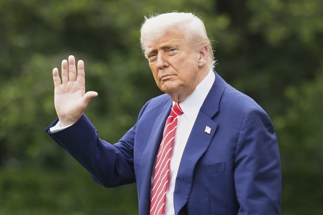 President Donald Trump walks on the South Lawn of the White House, Friday, May 30, 2025, in Washington, as he heads to Pittsburgh for a rally.
