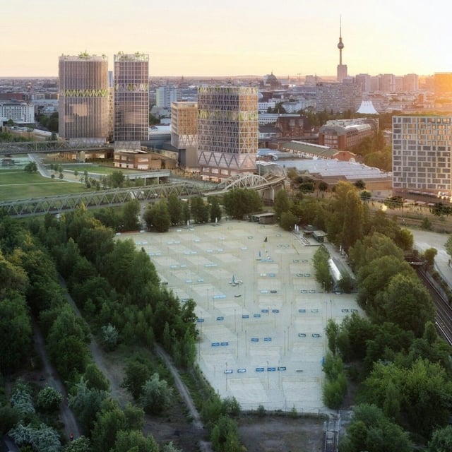 Draufsicht auf das Bauprojekt Urbane Mitte in Berlin.