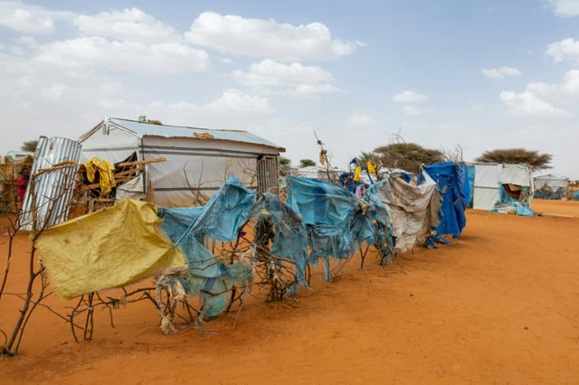 A temporary shelter at the Touloum refugee camp in Chad's Wadi Fira province, which has seen an influx of Sudanese refugees in the last month