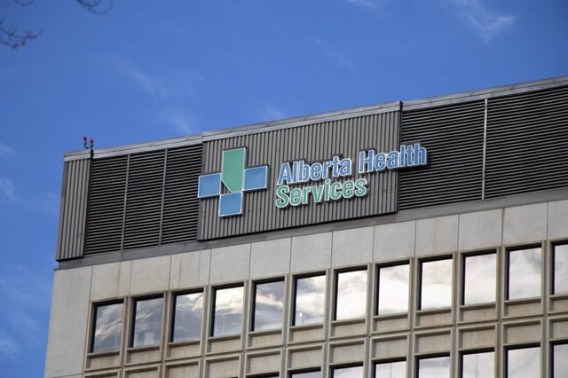 An Alberta Health Services building on 107 Street in Downtown Edmonton on Feb. 27, 2025.